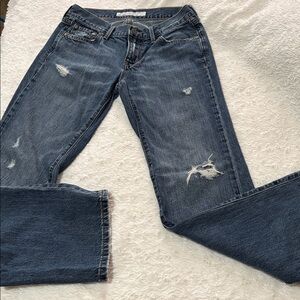 Old Navy Women's Straight Leg Jeans - Distressed Blue